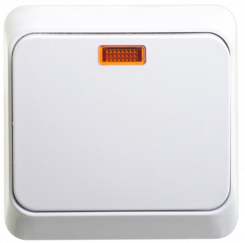 Этюд Белый Выключатель 1-клавишный Systeme Electric Этюд наружный Белый с подсветкой BA10-005B