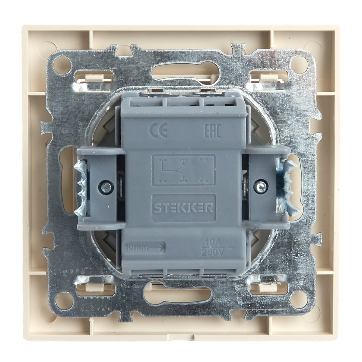 Эрна - Розетки и выключатели Stekker Переключатель 1-клавишный STEKKER PSW10-9005-02 10А Эрна слоновая кость с рамкой 39618