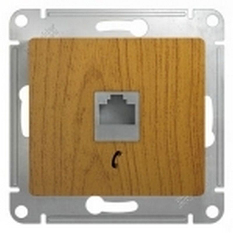 Glossa Дуб Розетка телефонная Systeme Electric Glossa Дерево Дуб RJ11 GSL000581T