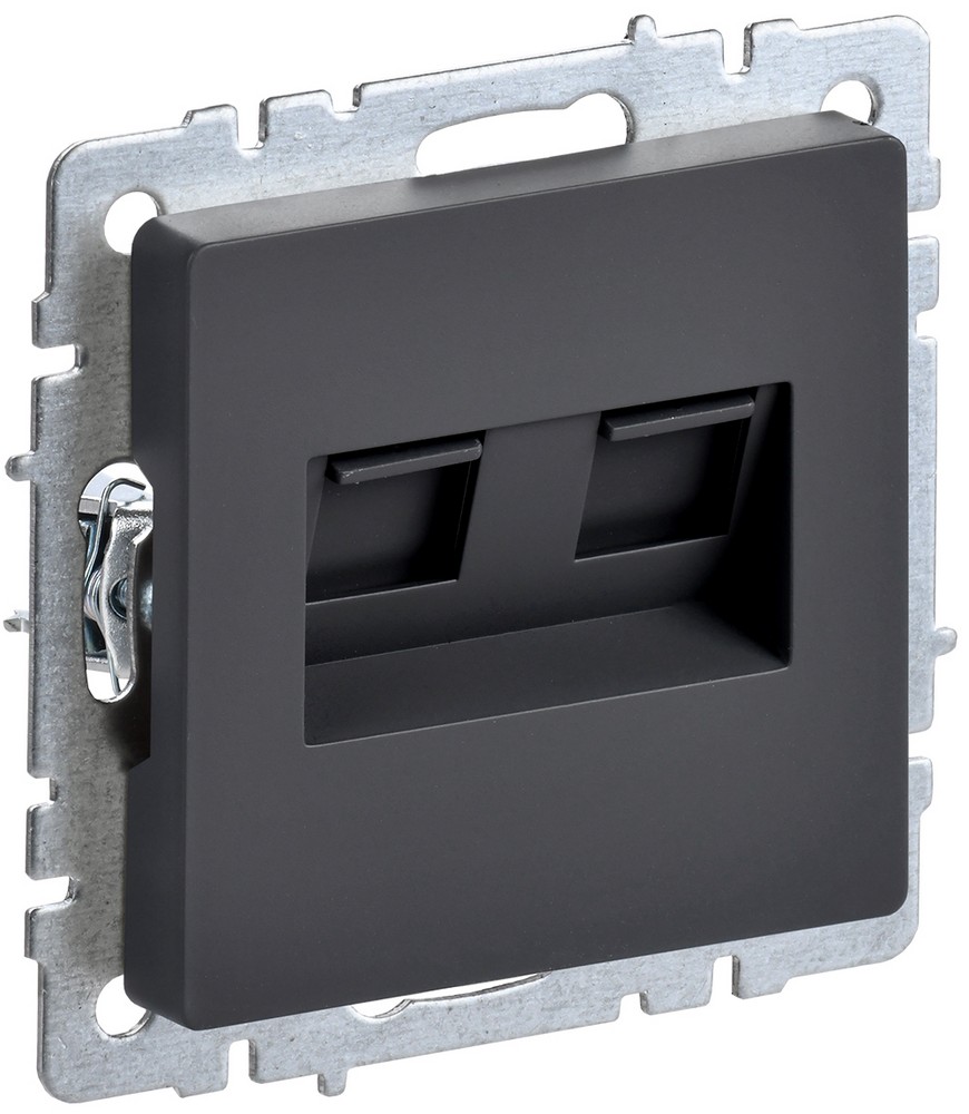 IEK Brite Графит Розетка компьютерная IEK BRITE BASE Графит 2-ая RJ45 кат.6 РК11-2-БрГ BR-K20-2-K53