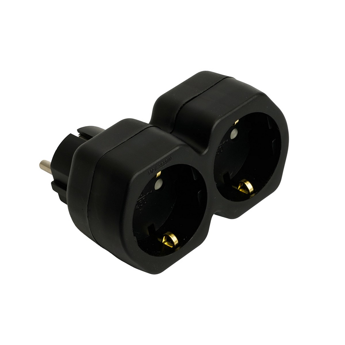 Колодки и удлинители, тройники Разветвитель сетевой 2-местный с/з STEKKER ADP16-12-21 ABS огнеустойчивый пластик черный 50107 