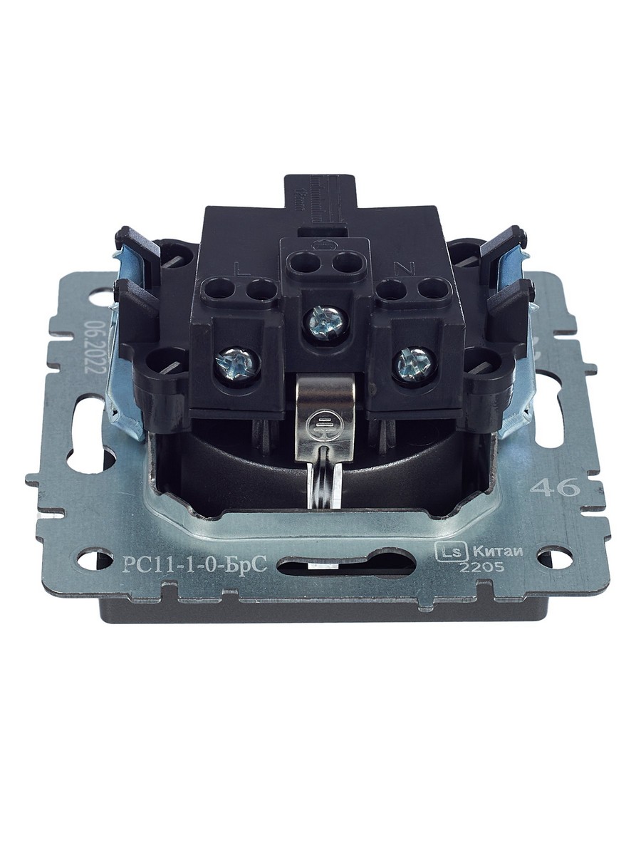 IEK Brite Сталь Розетка IEK BRITE с/з без шторок 16А РС11-1-0-БрС сталь BR-R11-16-K46