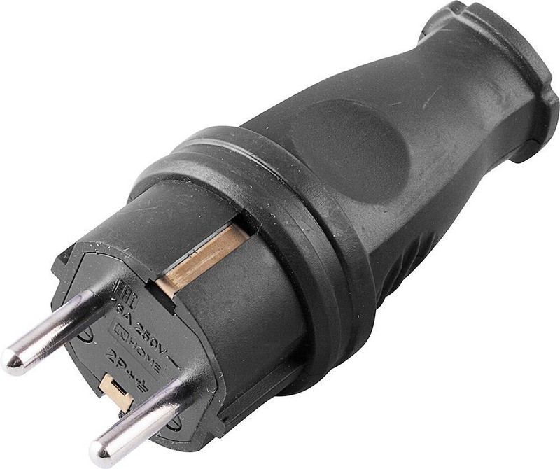 Вилка прямая с/з STEKKER RPG16-21-441 (В 16-001) каучук 250В 16A IP44 черный 32748