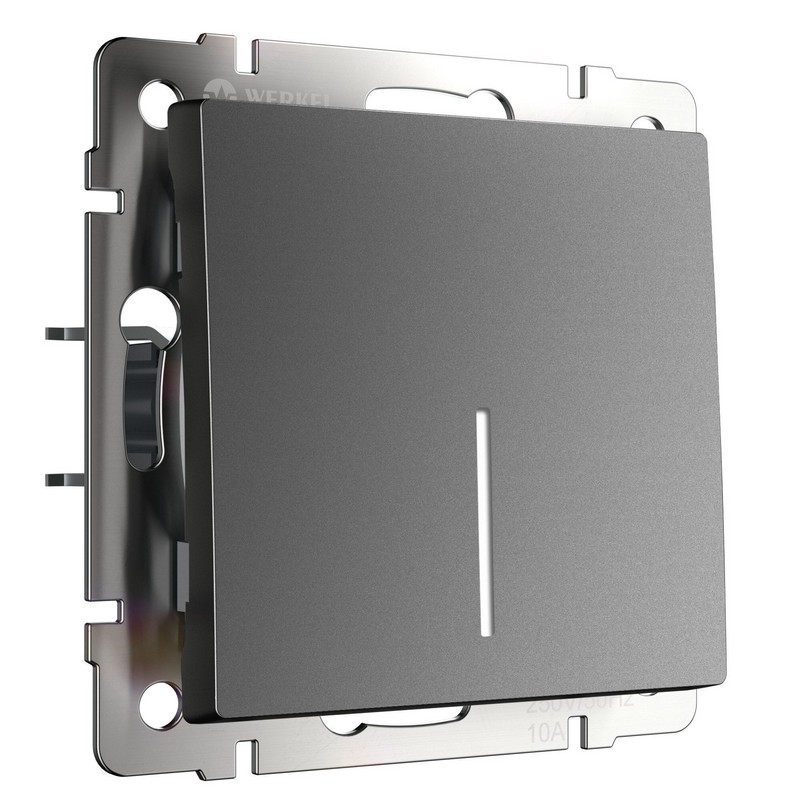 Werkel Графит матовый Выключатель Werkel одноклавишный с подсветкой (графит матовый) W1110164