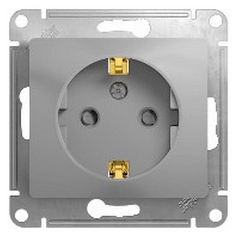Glossa Алюминий Розетка Systeme Electric Glossa Алюминий с/з со шторками GSL000345