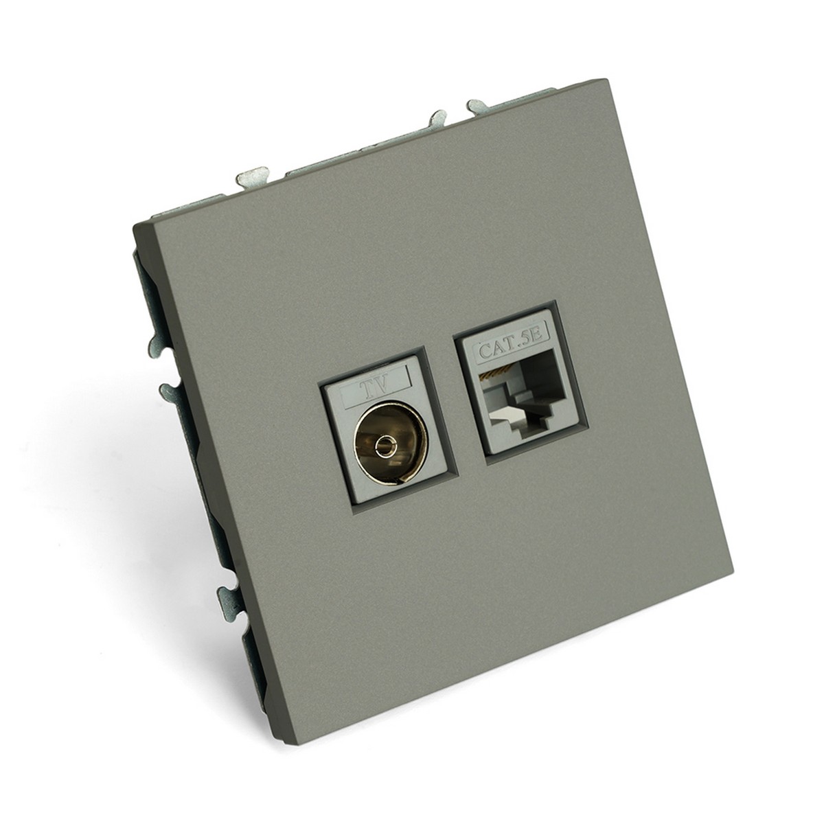 Эмили - Розетки и выключатели Stekker Розетка TV + компьютерная RJ-45 STEKKER Эмили RST00-5106-10 платиново-серый soft touch 49950