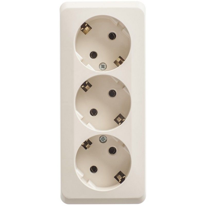 Этюд Кремовый Розетка 3-ая Systeme Electric Этюд наружный Бежевый с/з без шторок 16А 250B PA16-011K