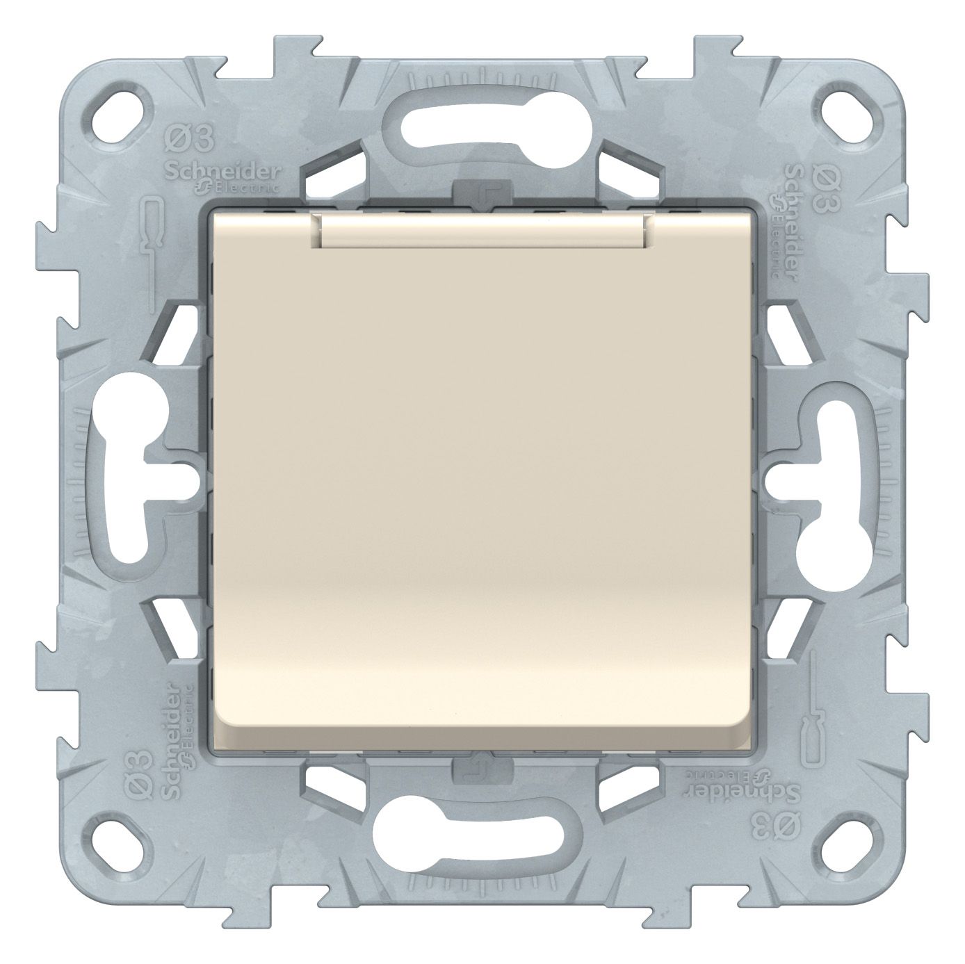 Розетки и выключатели Unica NEW бежевый Розетка Unica New Бежевый с/з со шторками с крышкой 16А 250В IP40 NU503744TA