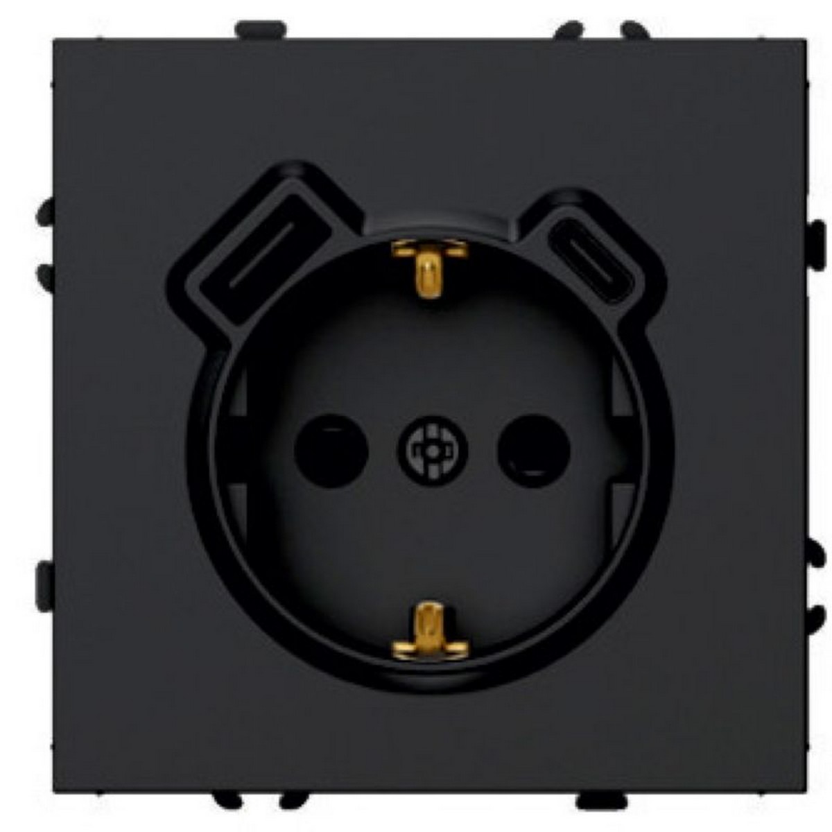 Эмили - Розетки и выключатели Stekker Розетка 1-местная з/ш с/з 16А + USB + Type C STEKKER Эмили RST16-5119-05  20W черный уголь soft-touch 50218