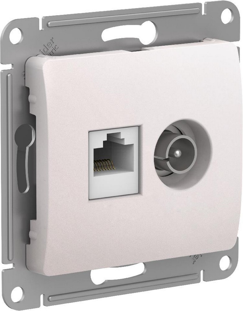 Glossa Перламутр Розетка двойная Systeme Electric Glossa Перламутр TV + компьютерная RJ45, кат. 5Е GSL000689