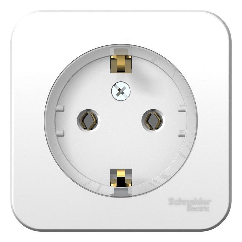 Blanca белые розетки и выключатели Розетка SE Blanca с/з Белый наружный без шторок (тонкая) изолир. пластина BLNRA110111