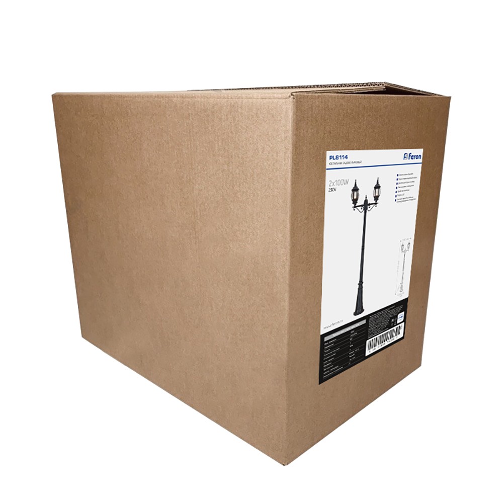 Светильник садово-парковый Feron 8114/PL8114 столб 2*100W E27 230V черный 11213