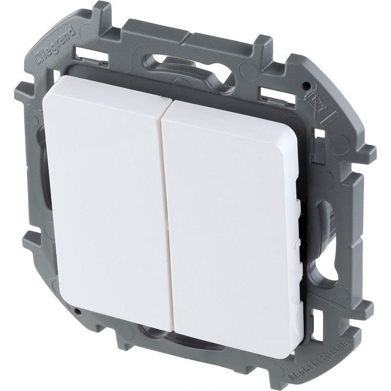 Legrand Inspiria Белый Выключатель Legrand INSPIRIA Белый двухклавишный 10 AX 250 В 673620
