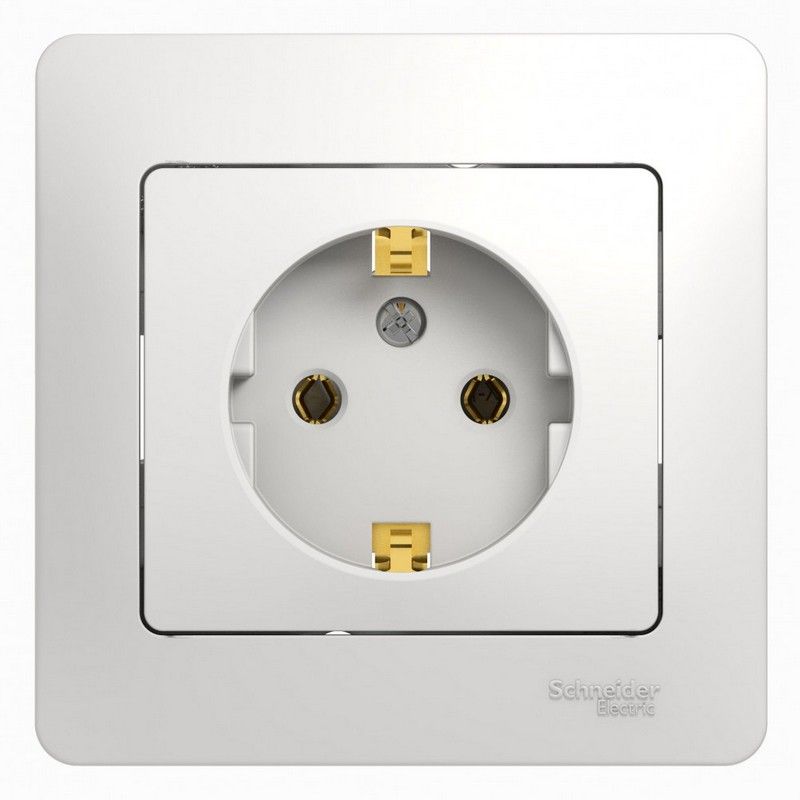 Glossa Белый Розетка Systeme Electric Glossa Белый с заземлением (в сборе с рамкой) GSL000142