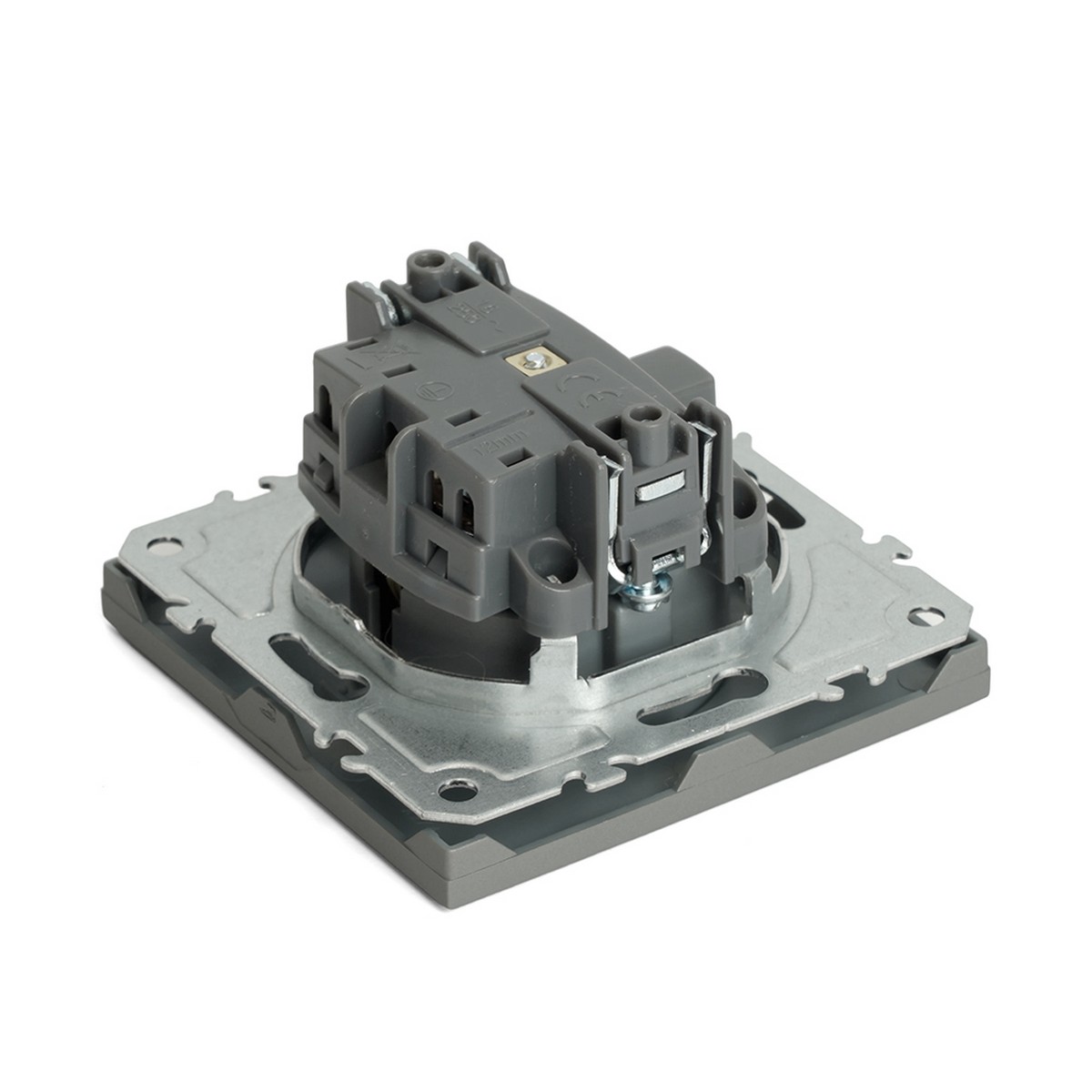 Эмили - Розетки и выключатели Stekker Розетка 1-ая с защитной шторкой с/з STEKKER Эмили RST16-5110-10 платиново-серый soft touch 49958