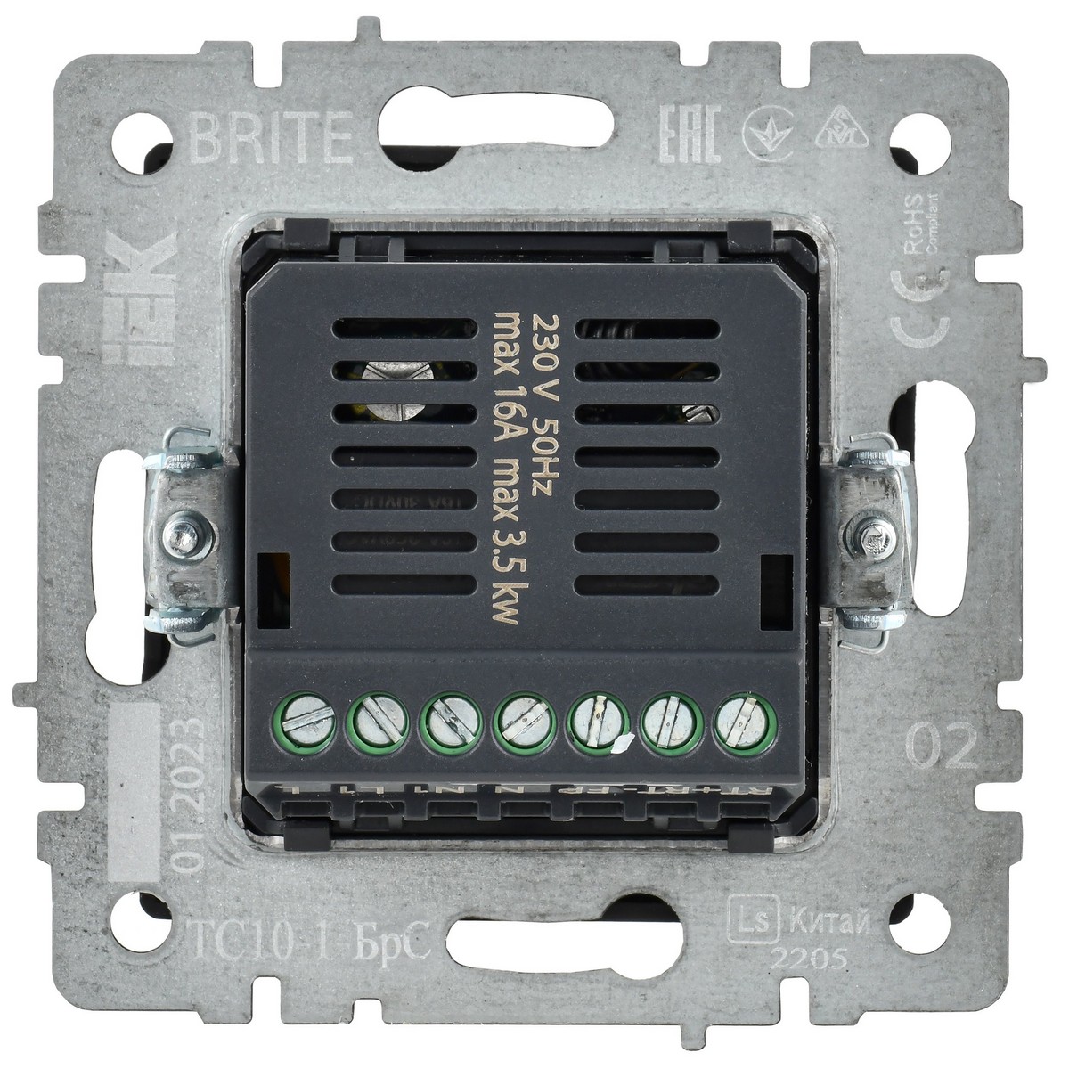 IEK Brite Сталь Термостат электронный IEK BRITE  с инд. ТС10-1-БрС сталь BR-RT11-K46