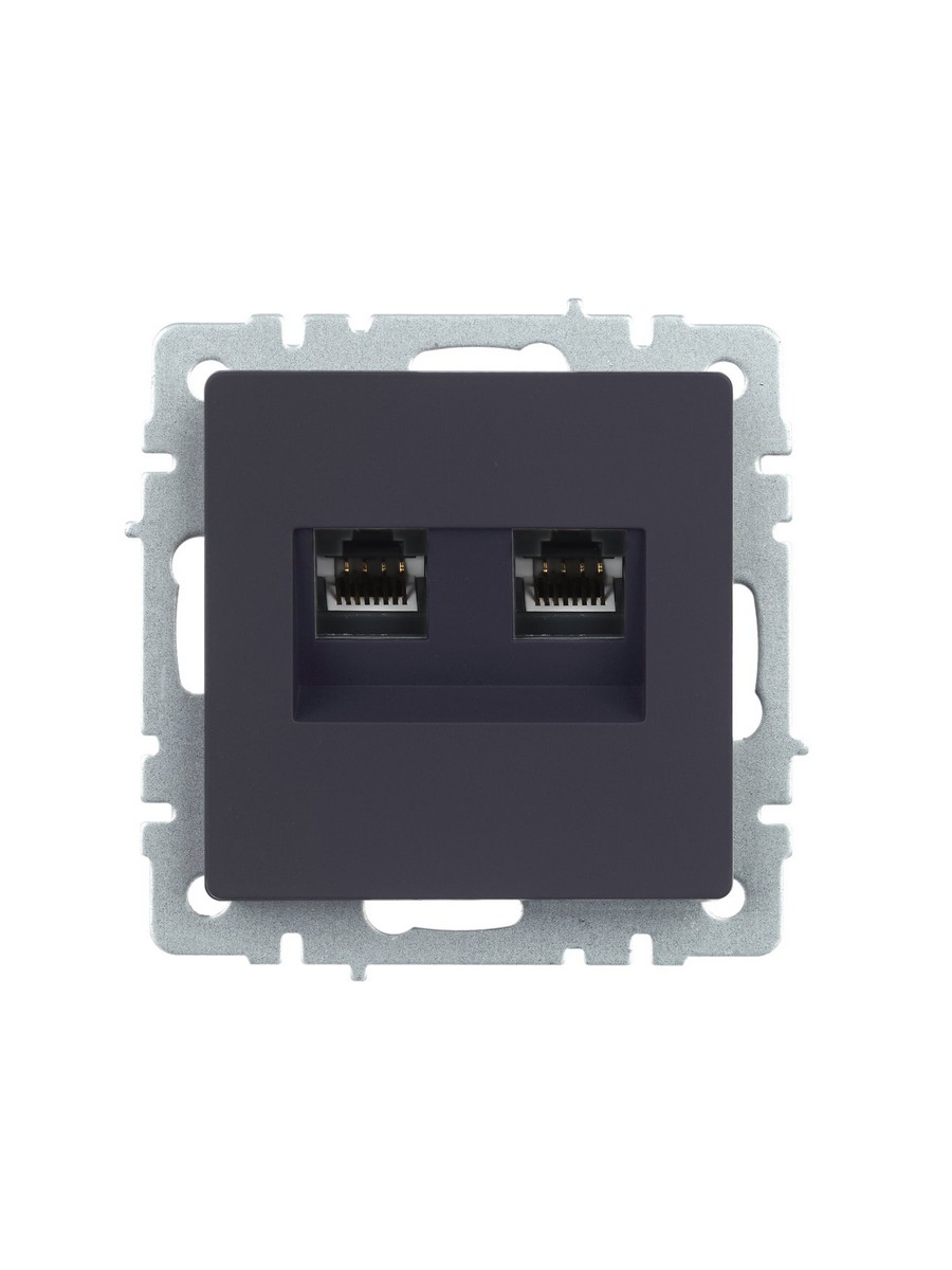 IEK Brite Графит Розетка IEK BRITE компьютерная двойная RJ45 кат.5E РК10-2-БрГ графит BR-K20-1-K53