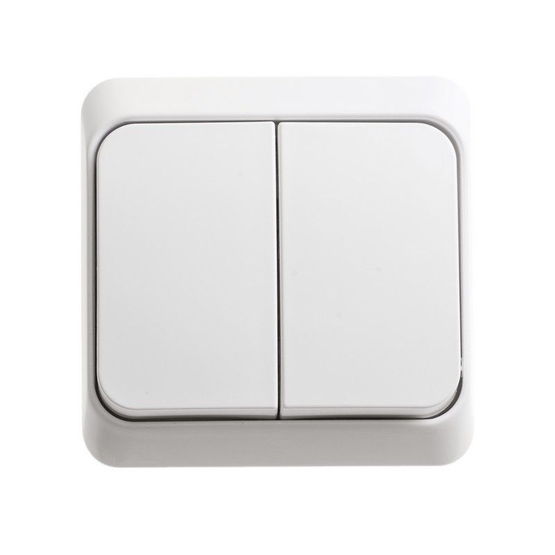 Этюд Белый Выключатель 2-клавишный Systeme Electric Этюд наружный Белый с подсветкой BA10-006B