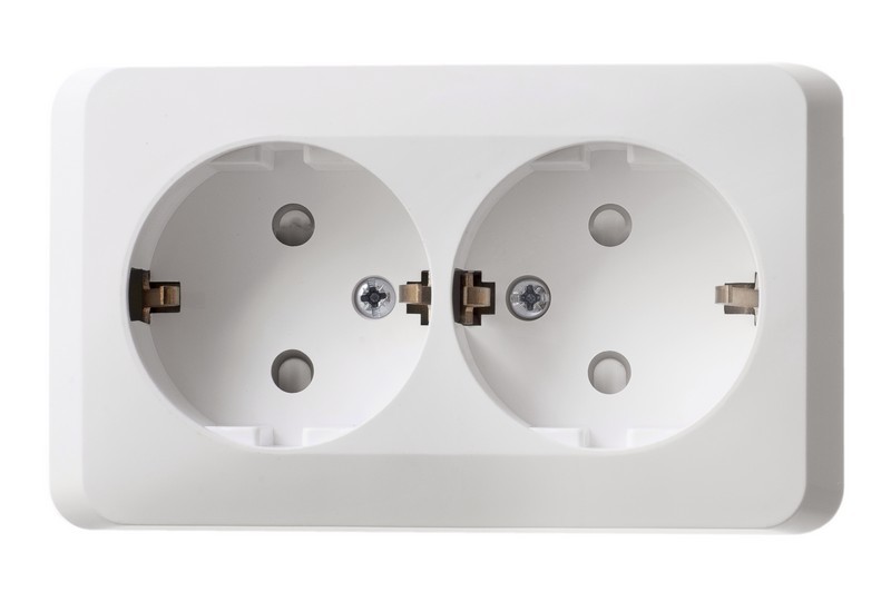 Розетка 2-ая Systeme Electric Этюд наружный Белый с/з со шторками PA16-008B