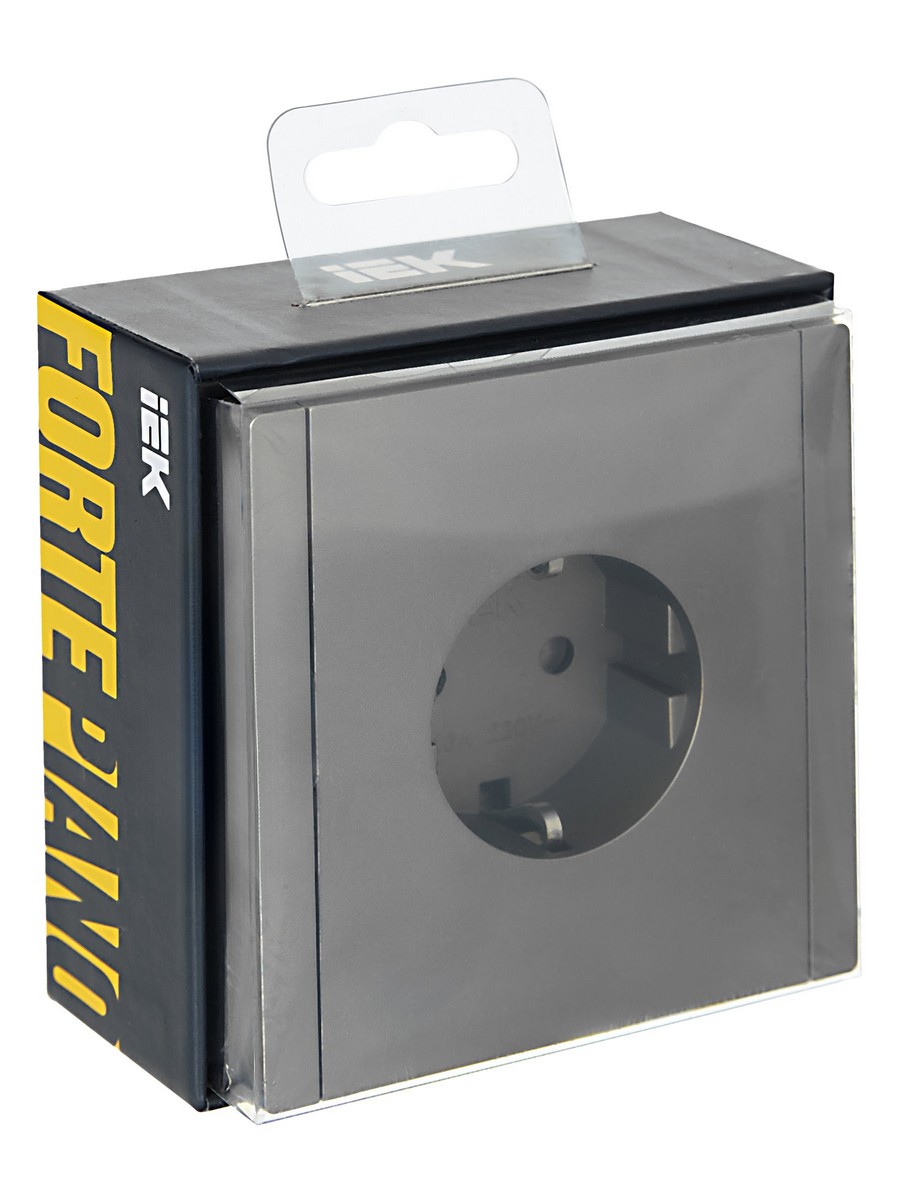 IEK FORTE&PIANO Сталь Розетка IEK FORTE&PIANO Сталь с/з безвинтовое крепление 16А FP514