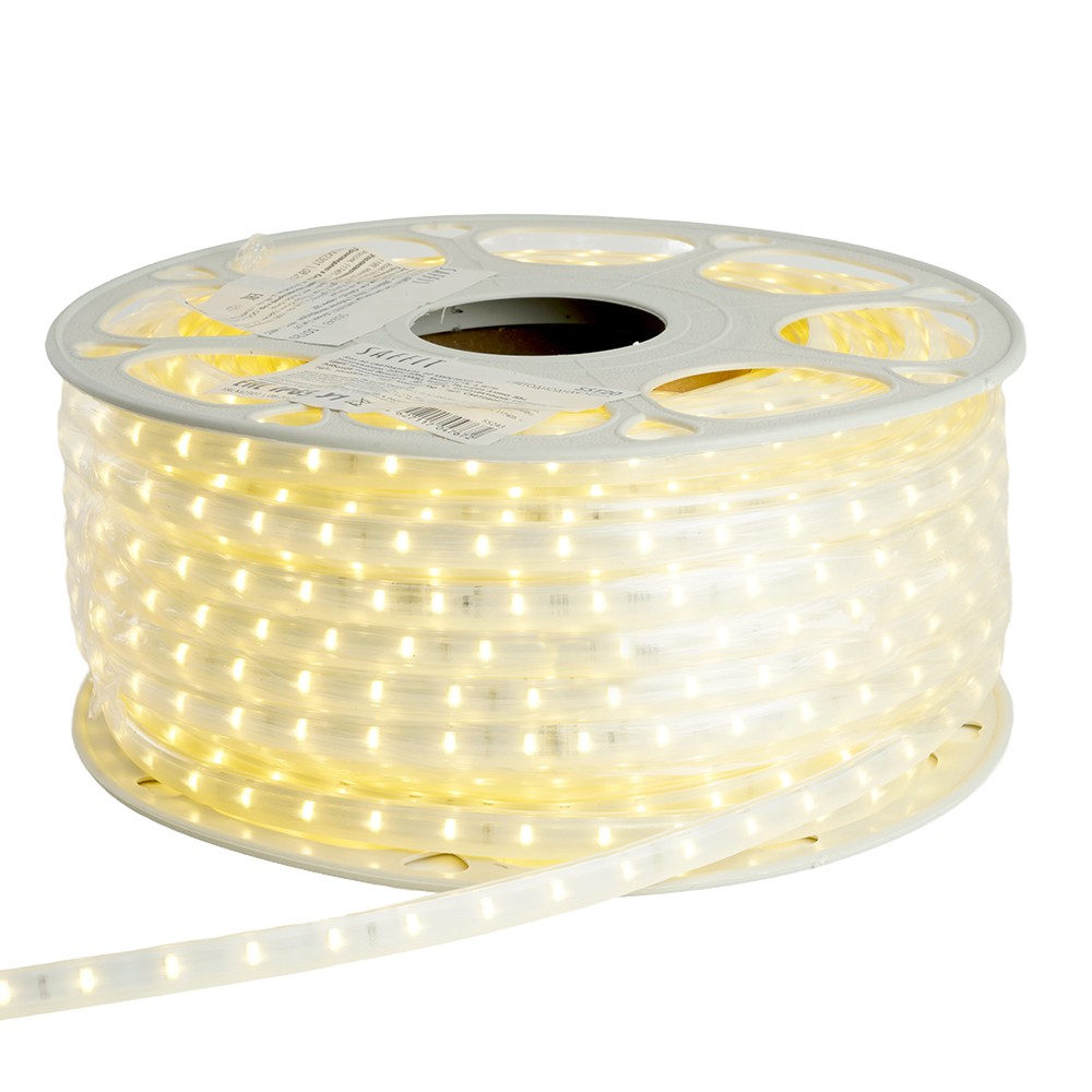 Светодиодная лента белая теплая Лента светодиодная SAFFIT SST20 60SMD(2835)/м 6Вт/м 220V 50м 3000K IP65 55243 (цена за метр, продается кратно 50 