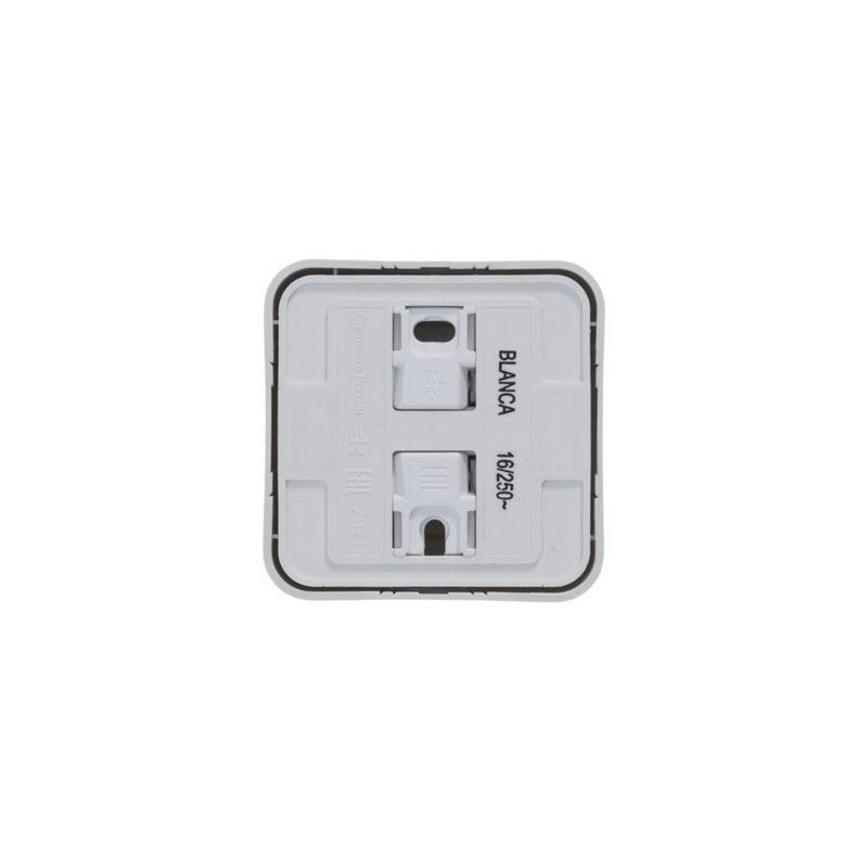 Blanca белые розетки и выключатели Розетка SE Blanca б/з Белый наружный без шторок изолир. пластина BLNRA000111