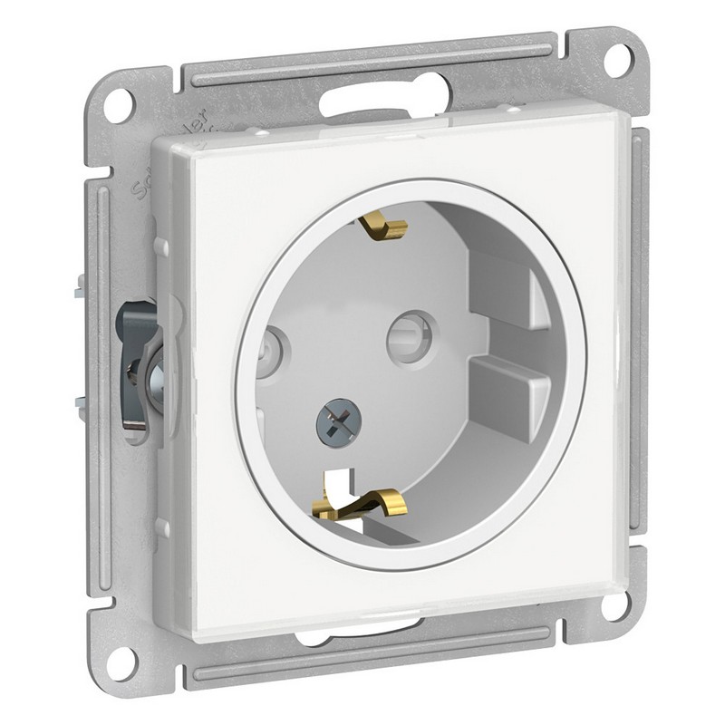 AtlasDesign Белый Розетка Systeme Electric AtlasDesign Art белый с/з со шторками, 16А, ATN200145