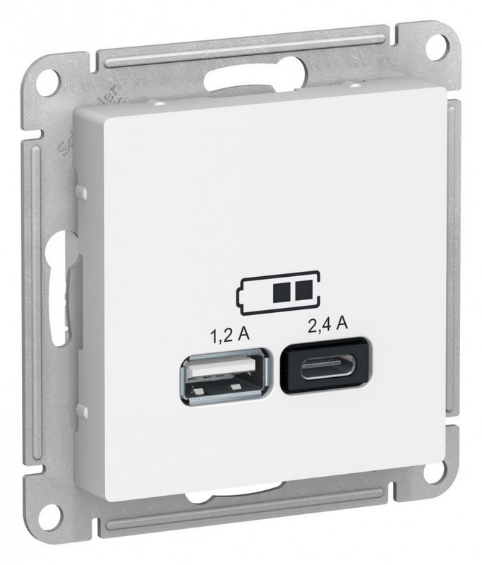 AtlasDesign Лотос Розетка Systeme Electric AtlasDesign Лотос USB А+С, 5В/2,4 2х5В/1,2 А, ATN001339