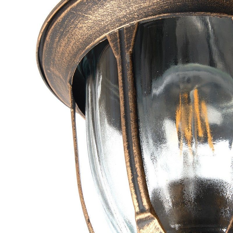 Уличные настенные светильники Светильник садово-парковый Feron PL6301 шестигранный на стену вверх 60W E27 230V черное золото 11897 