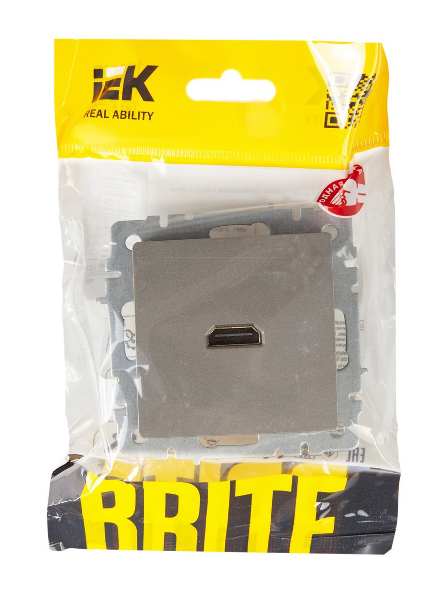 IEK Brite Сталь Розетка IEK BRITE HDMI РHDMI-0-БрС сталь BR-H10-K46