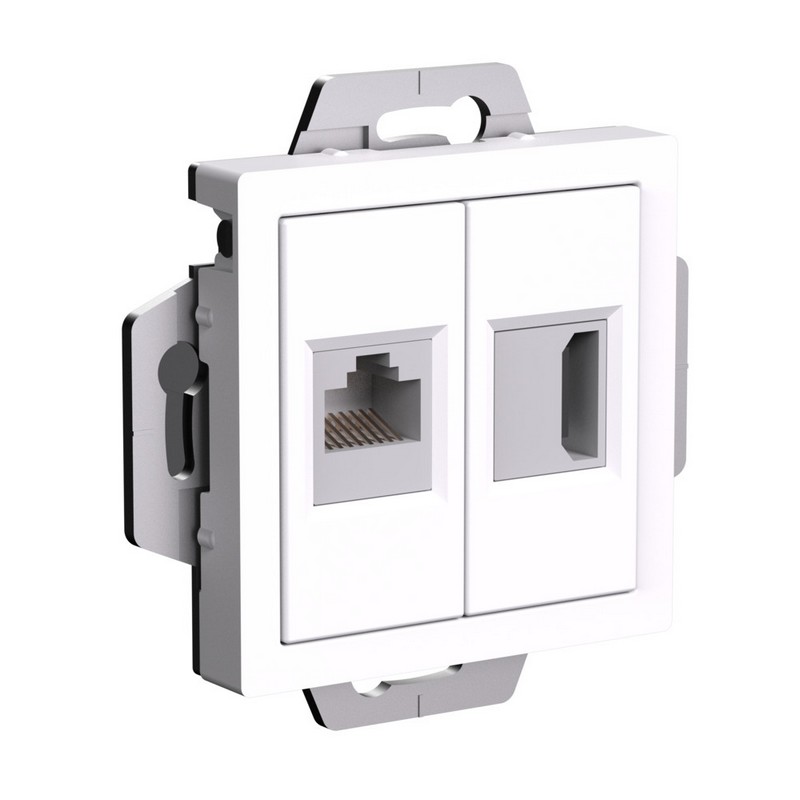 AtlasDesign Белый Розетка Systeme Electric AtlasDesign Белый двойная HDMI+RJ45, кат.5Е, ATN000182