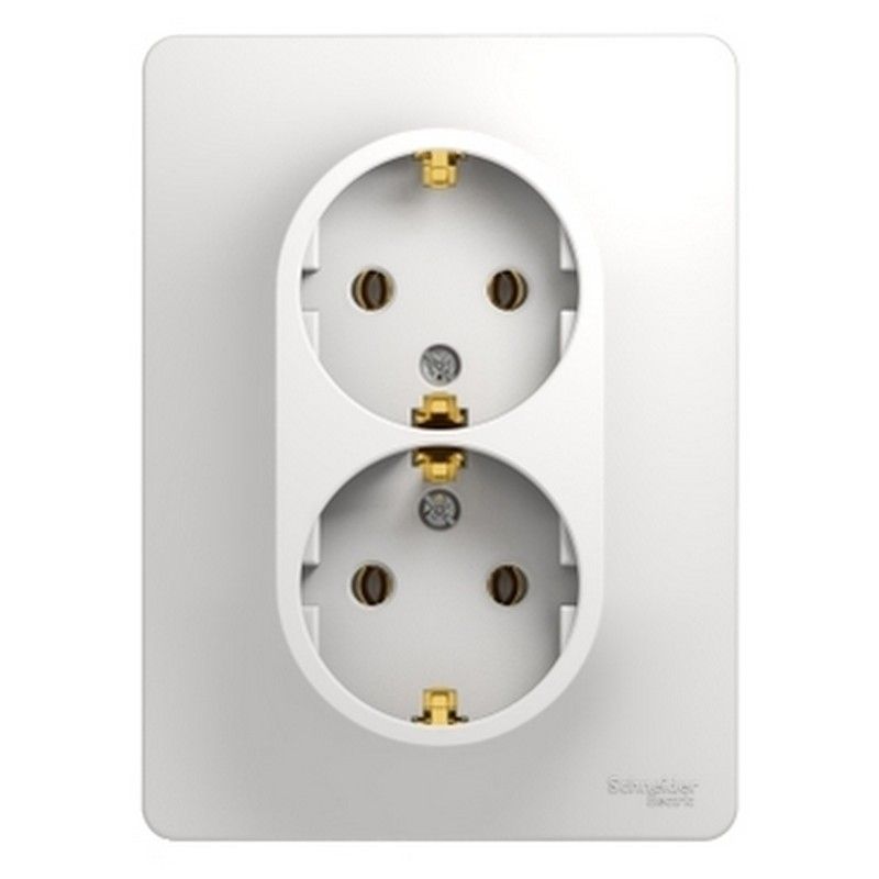 Glossa Белый Розетка Systeme Electric Glossa Белый 2-я с заземлением (в сборе с рамкой) GSL000124