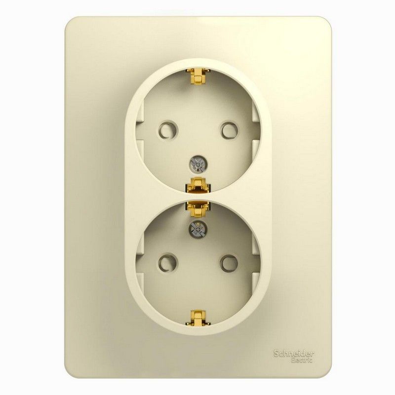 Glossa Бежевый Розетка Systeme Electric Glossa Бежевый 2-я с заземлением со шторками GSL000226