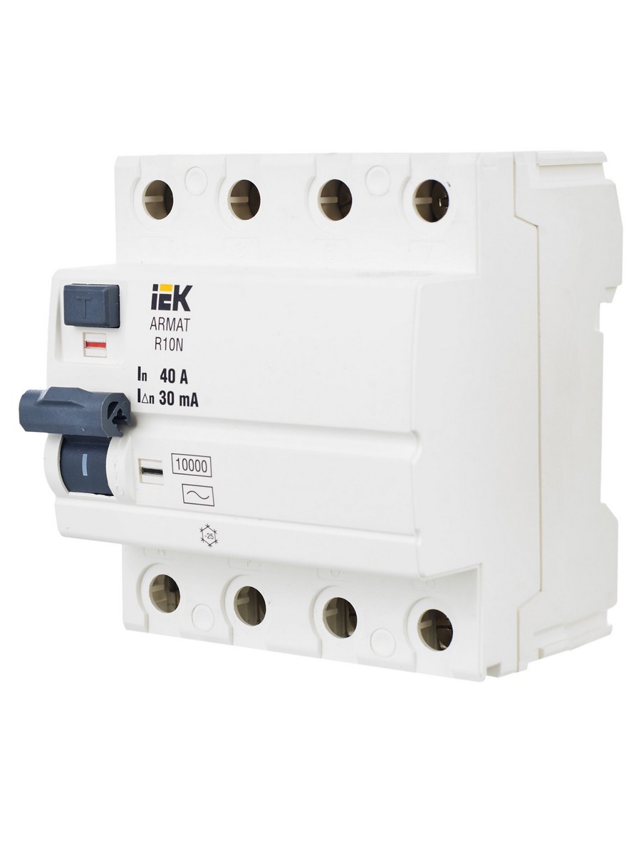 IEK ВДТ УЗО IEK ARMAT R10N 4P 40А 30мА тип AC AR-R10N-4-040C030 