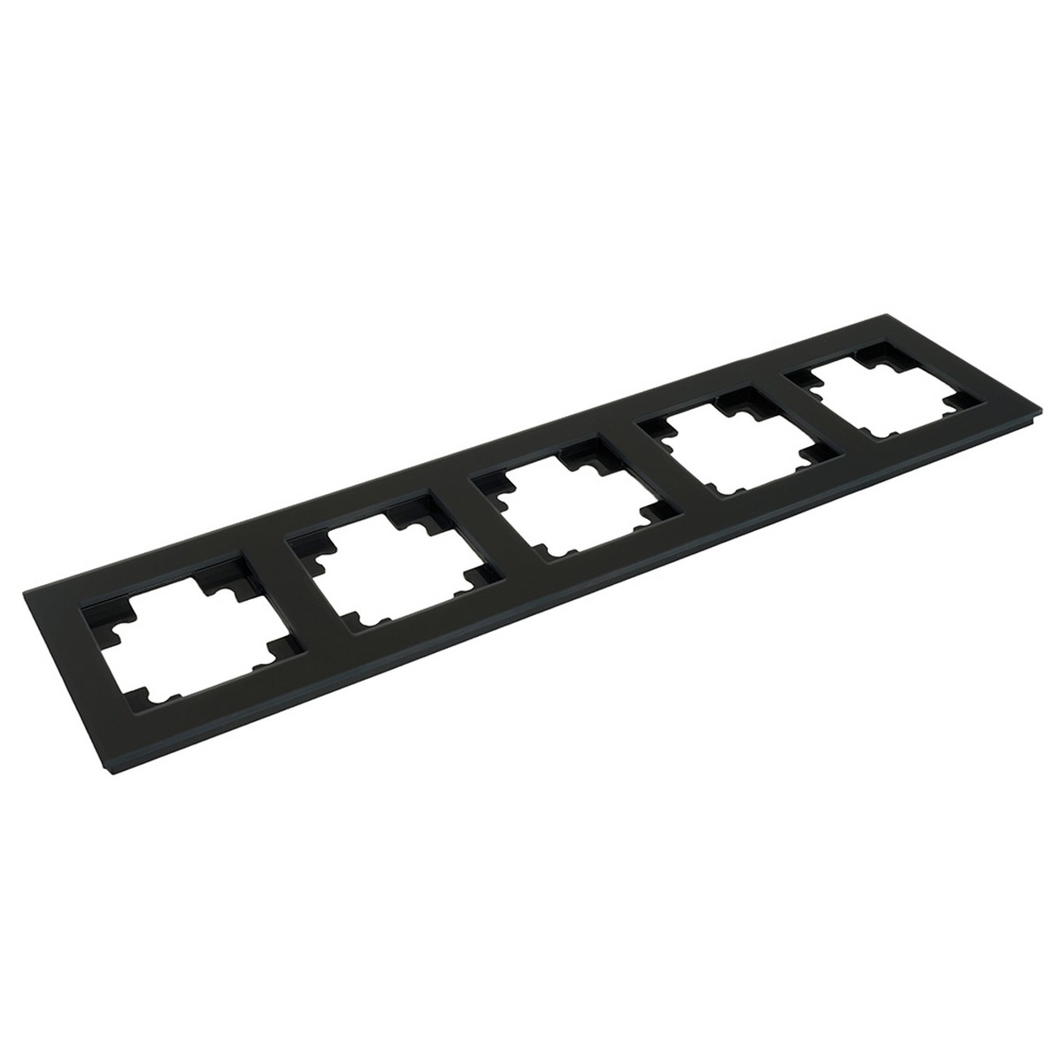 Катрин - Розетки и выключатели Stekker Рамка STEKKER 5-местная Катрин стекло черный матовый GFR00-7005-05М 49604