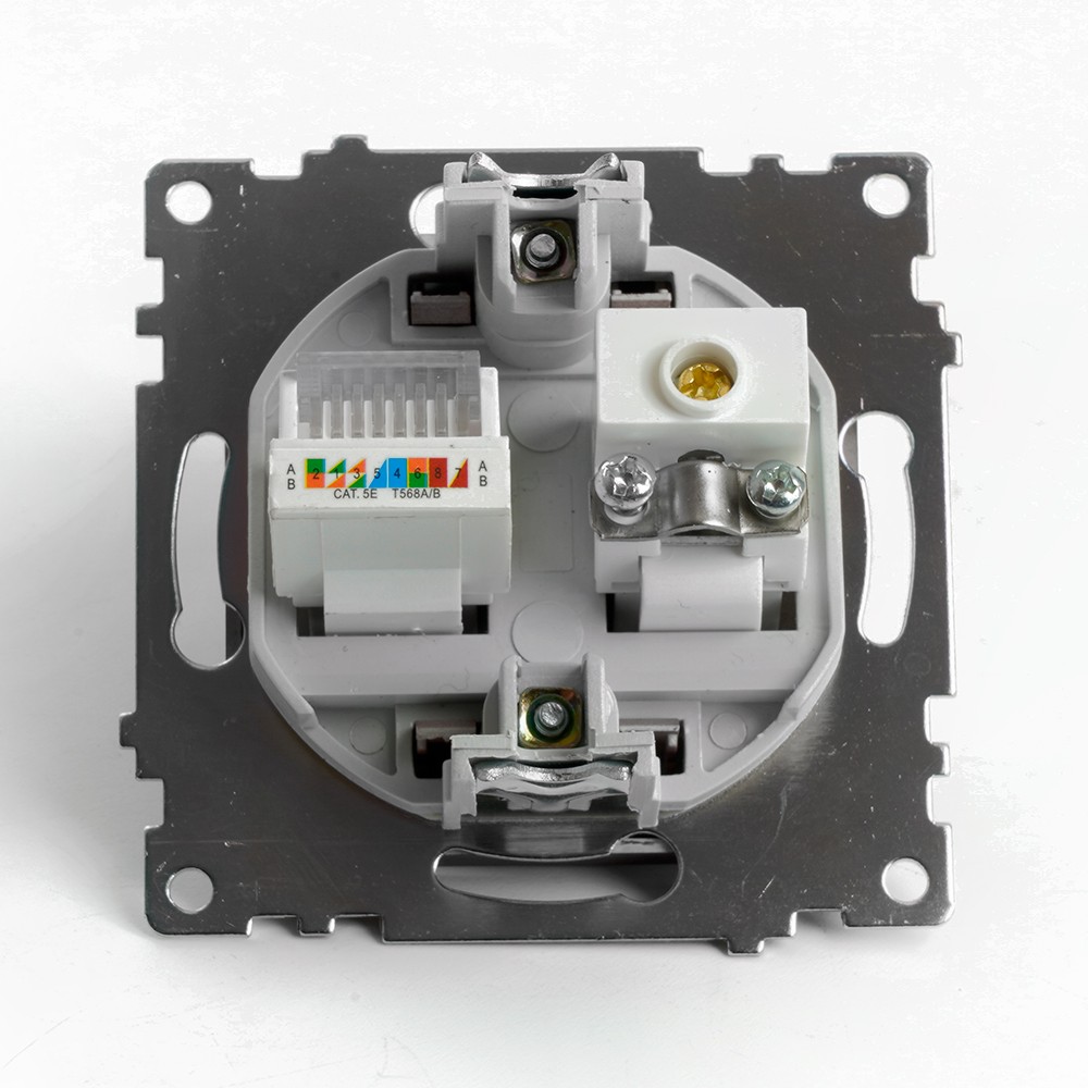 Катрин - Розетки и выключатели Stekker Розетка TV + компьютерная RJ-45 STEKKER GLS00-7106-04 Катрин шоколад 49185