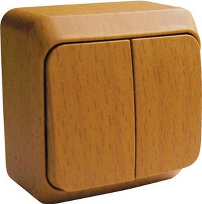 Этюд Дача Выключатель 2-клавишный Systeme Electric Этюд наружный Дача Темный бук с подсветкой BA10-006T