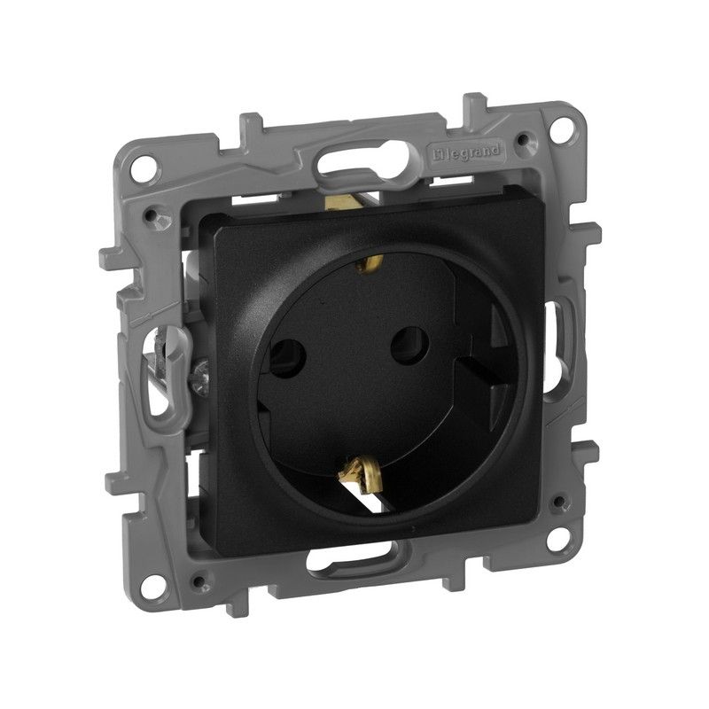 Legrand Etika Антрацит Розетка электрическая Legrand Etika антрацит с/з, винт. клеммы, 16А, 250 В 672621