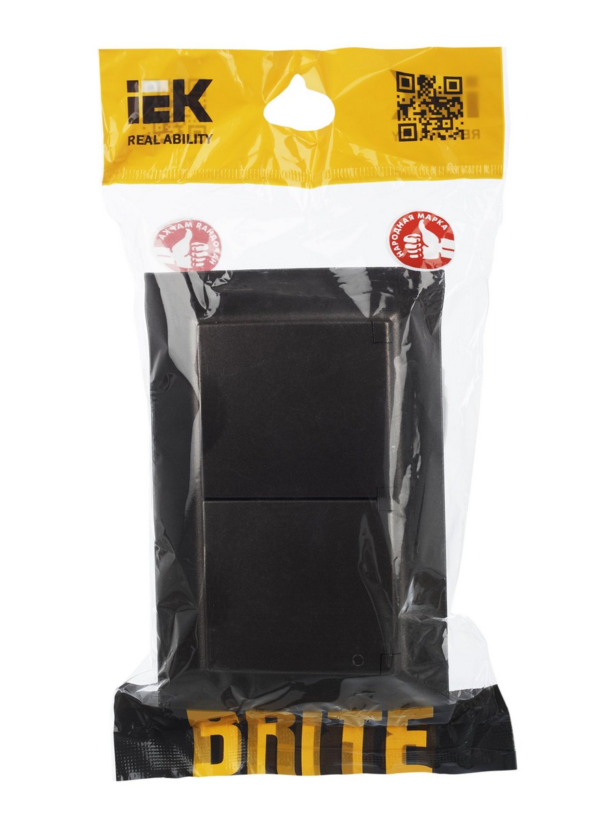 IEK Brite Бронза Розетка IEK BRITE 2-я с кр. 16А в сб IP44 РСбш12-3-44-БрТБ темная бронза BR-R26-16-44-K45-F