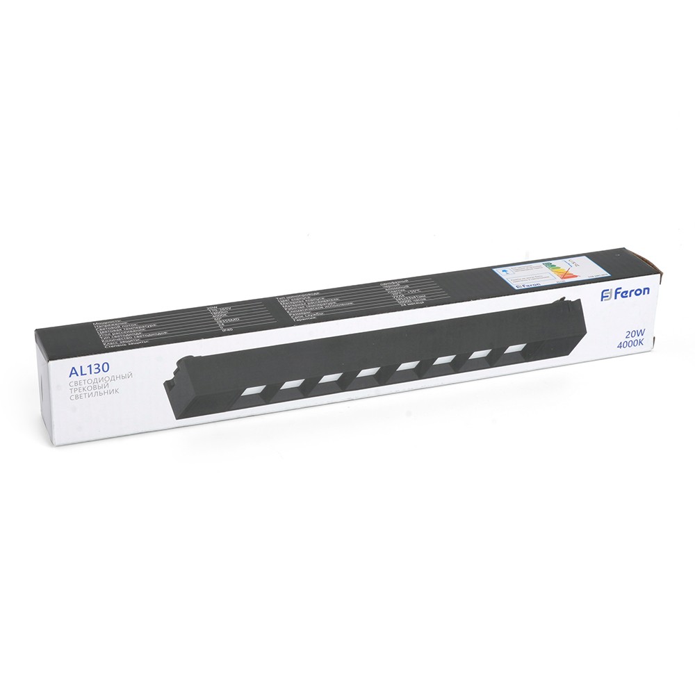 Трековые светодиодные светильники Светодиодный светильник Feron AL130 трековый однофазный 20W 4000K 60 град. черный 48372 