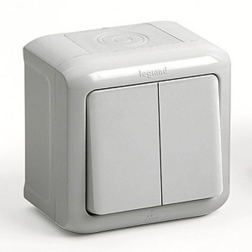 Накладные Розетки и выключатели Legrand Quteo IP44 Серый Переключатель Legrand Quteo 10A 2-клавишный проходной IP44 серый  782331