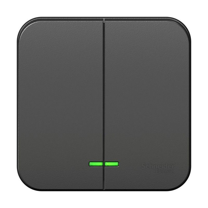 Blanca антрацит розетки и выключатели Выключатель SE Blanca 2-клавишный Антрацит наружный с подсветкой BLNVA105106