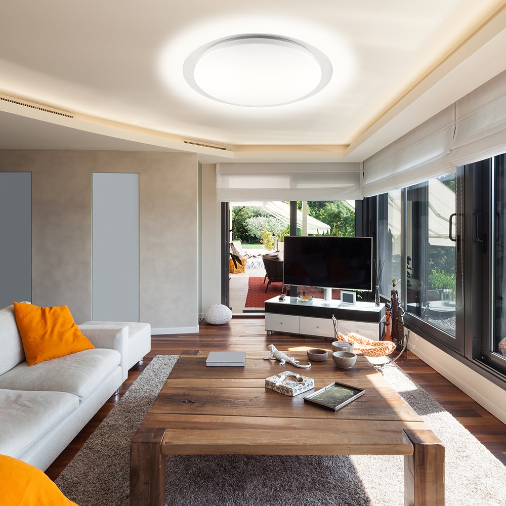 Управляемые светодиодные светильники и люстры Светодиодный управляемый светильник накладной Feron AL5000 тарелка 36W 3000К-6500K бел. с кант 29633 