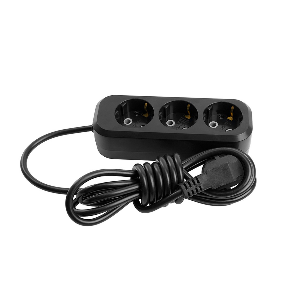 Колодки и удлинители, тройники Удлинитель 3-местный б/з Stekker, HM01-31-02, 2м, 3x0,75, Home (У10-002),черный 50418 