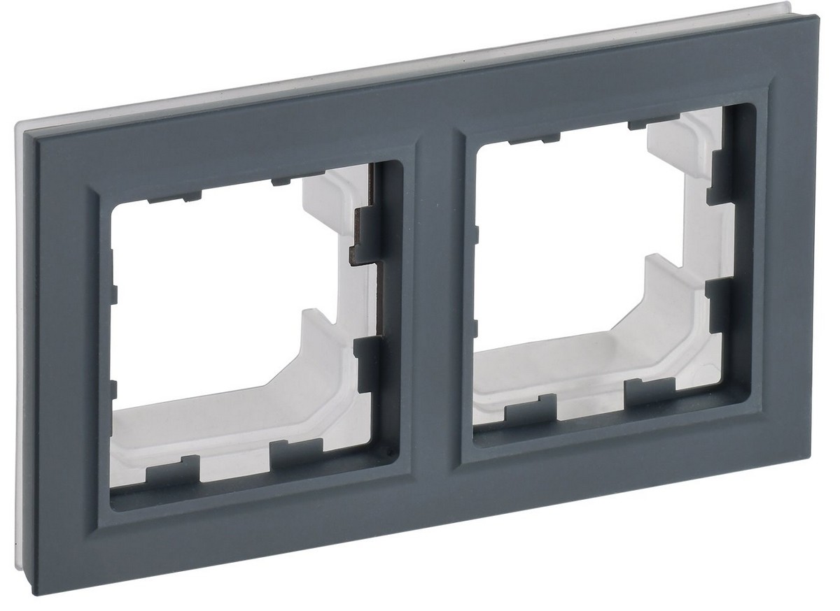 IEK Brite Рамки Рамка IEK BRITE 2-местная IP44 РУ-2-БрГ-44 графит BR-M22-44-K53