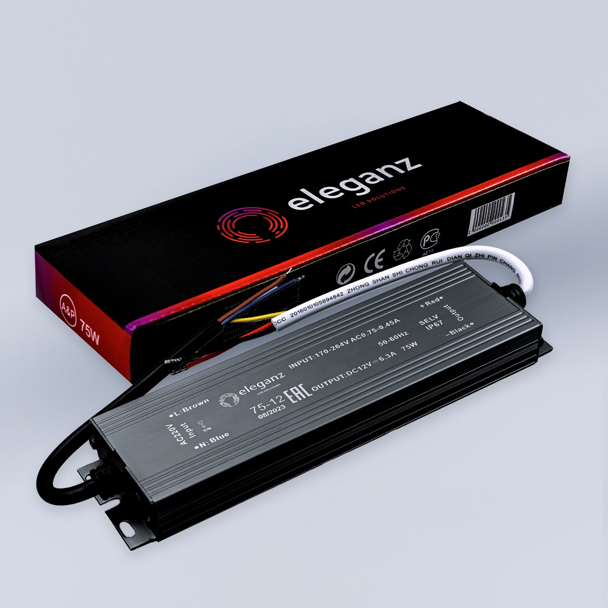 Блоки питания для светодиодной ленты Блок питания для светодиодной ленты Eleganz 12V 75W IP67 герметичный 1119 