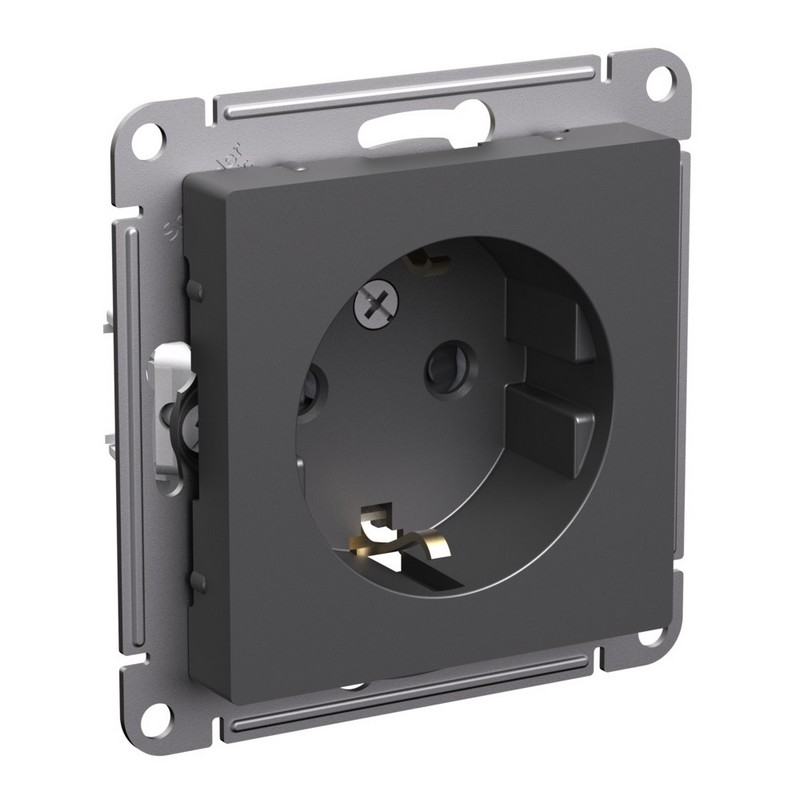 AtlasDesign Базальт Розетка Systeme Electric AtlasDesign Базальт с/з со шторками, ATN001445