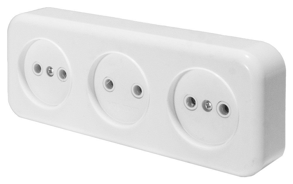 Накладные розетки и выключатели Stekker Розетка 3-местная б/з STEKKER PST16-50-20 16А IP20 белый Брест 39699