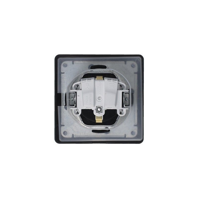 Glossa Антрацит Розетка Systeme Electric Glossa Антрацит с/з со шторками с крышкой, 16А, I GSL000748