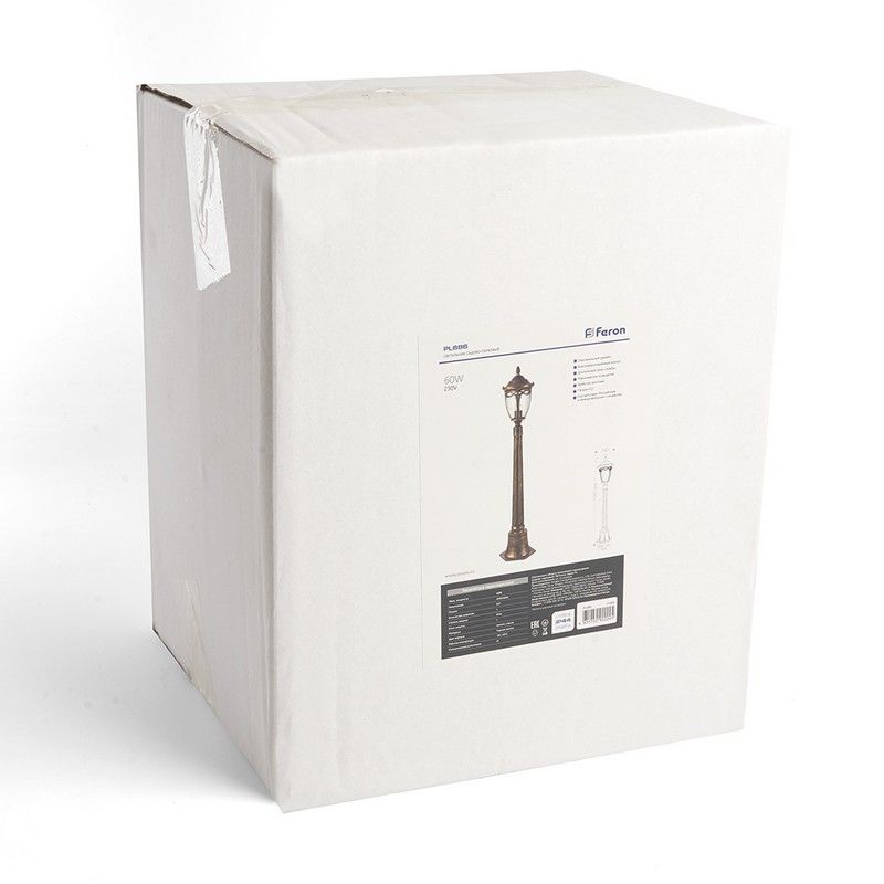 Уличные светильники столб Светильник садово-парковый Feron PL686 столб 60W 230V E27 черное золото 11695 